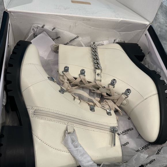 Karl Lagerfeld Chain Detail Combat Boots - Picture 5 of 10